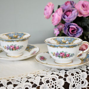Vintage E.B Foley Montrose Blue Cup and saucer , Coffee cup , Espresso cup ,  Bone China , Made in England ( Price Separated )#2102034