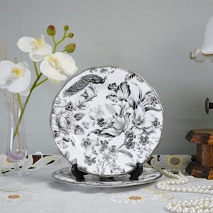 Ersatz Royal Albert Paradise Platinum Trim Salat / Vorspeise 20,5cm Teller, Made in England (Preis seperated) #2207181