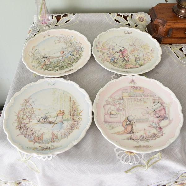 Vintage Royal Doulton Wind in the Willows Badger's House Set of Four Collectable plates, Made in England #2209241