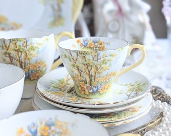 Vintage Shelley Daffodil Art Deco in Yellowish,Fine Bone china ,( Price Seperate ) Made in England c1944+ #2108051