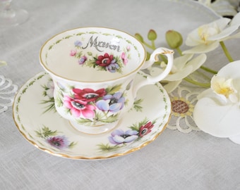 Vintage Royal Albert Flower of the Months series March  Duo Set , Teacup and  Saucer, Made in England 1st Quality#2303042