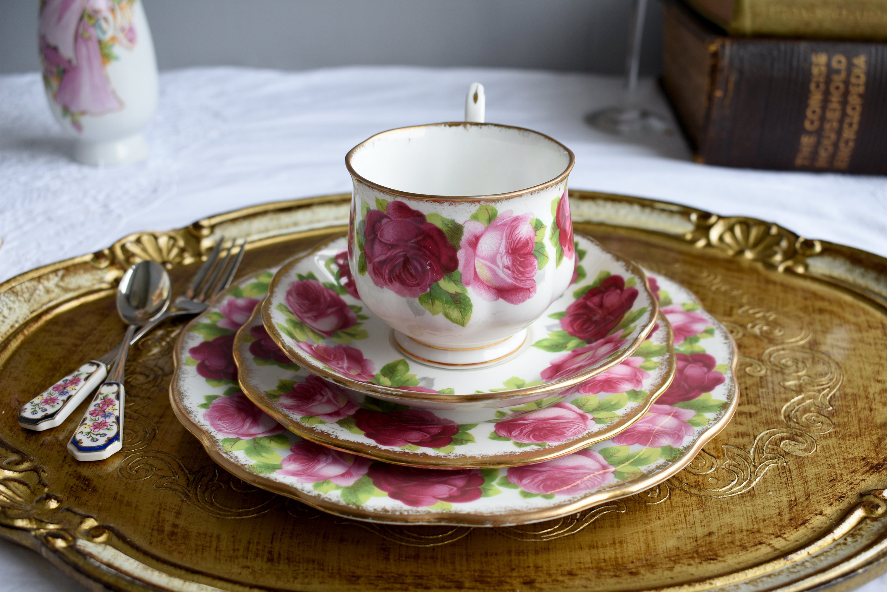 Vintage Royal Albert Old English Rose Bone China 4pcs Set Etsy