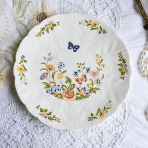 Vintage Aynsley Cottage Garden Butterfry, Small Cake plate ,decorative plate , 21cm Fine Bone China , Made in England ,with Original Box