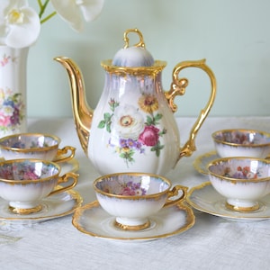 Vintage JKW Dec.Karlsbad Millson Foreign Partly Espresso Coffee set (11 Pieces) Bavaria Germany Porcelain Coffee set #20201005