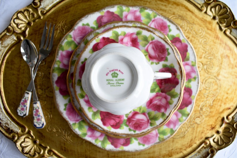 Vintage Royal Albert Old English Rose Bone China 4pcs Set Etsy