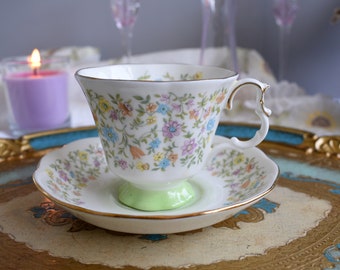 vintage Royal Albert Harmony Series BALLADE pattern, Bone China Teacup and saucer, Made in England, c1983 #2104092