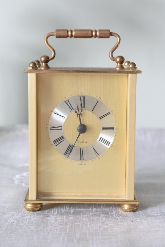 Vintage Hechinger Quartz West German Brass Carriage Clock, Desk