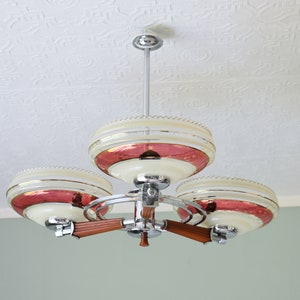 Vintage Retro Mid -Century 3 arms Chrome Chandelier, Ceiling Light , Art decor Chandelier ( For Spare or repair ) #2310072