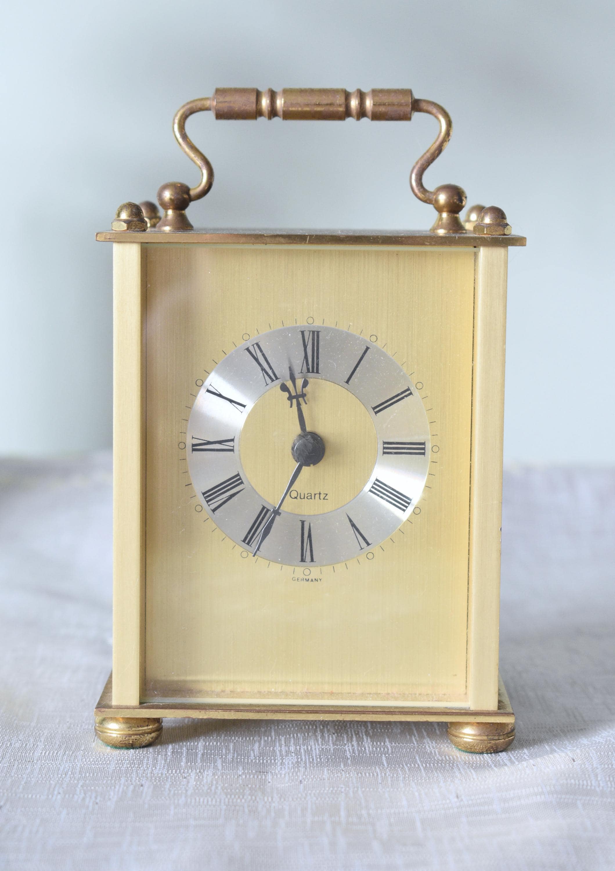 Vintage Hechinger Quartz West German Brass Carriage Clock, Desk