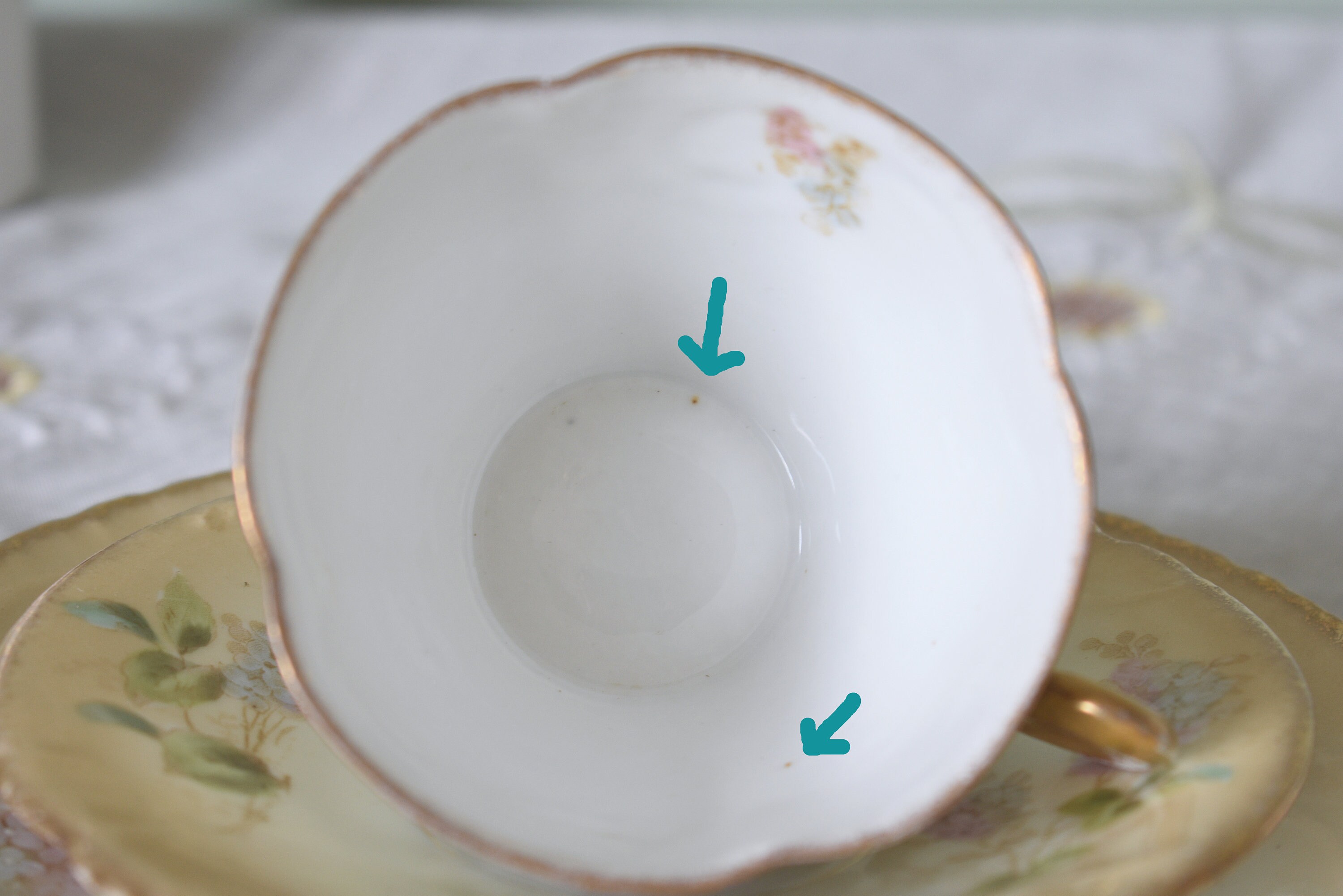 Limoges ? Antique Porcelain Hydrangea Floral Code 41056 Tea