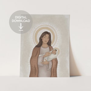 Moeder Maria-christelijke kunstwerken digitale download