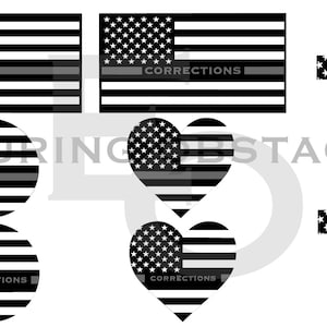 Thin Gray Line Flag Digital Vector Pack, Corrections / Correctional Officer SVG, PNG, Ai, DXF, Pdf, Eps