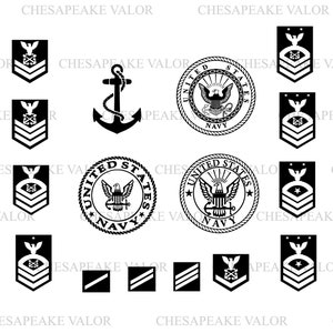United States Navy Emblem and Rank Insignia Vector Files SVG, pdf, dxf, ai, png, eps