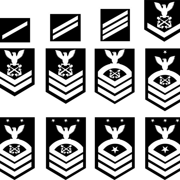 US Navy Enlisted Rank Insignia Vector file SVG, ai, pdf, eps, dxf, png