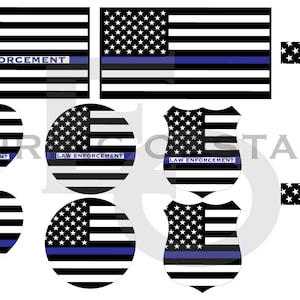 Thin Blue Line Flag Digital Vector Pack, Police / Sheriff / Law Enforcement SVG, PNG, Ai, DXF, Pdf, Eps