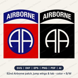 82nd Airborne SVG Bundle, All American Patch, Jump Wings and Airborne Tab Cut Files for Cricut & Laser, Army Vector PNG