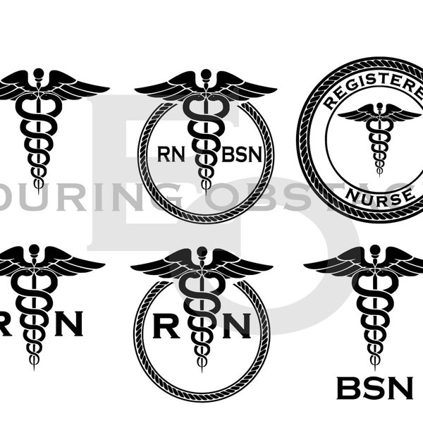 Registered nurse RN BSN logo and emblem SVG vector, svg, pdf, png, ai, dxf, eps