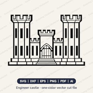 Engineer Castle SVG, Army and USMC Combat Engineer Insignia Cut File for Cricut & Laser, Sapper Vector PNG