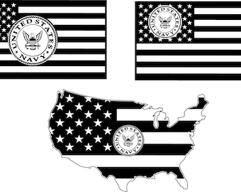 US Flag with Navy Emblem, United States Outline flag Vector file SVG, pdf, png, ai, eps, dxf