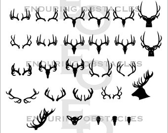 Deer Antlers / Skull/ Profile Vector clipart Vector File Pack, SVG, png, ai, dxf, eps, pdf