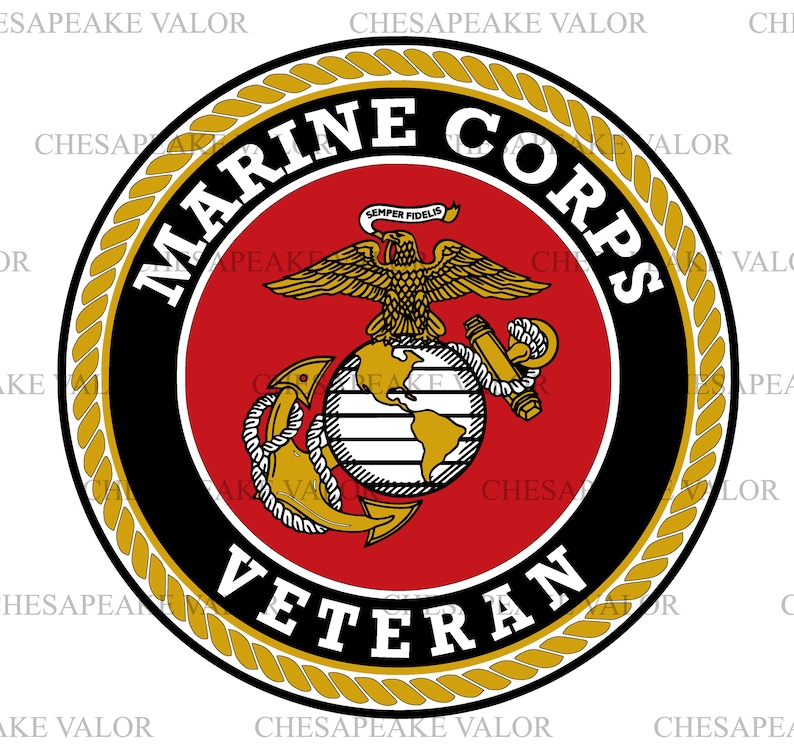 Marine Corps VETERAN USMC Emblem Full Color Vector file svg | Etsy