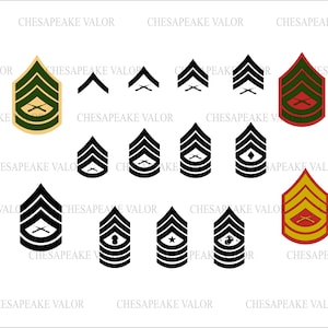 USMC Marine Corps Rank Insignia Chevrons, All Colors, Digital Vector SVG, png, dxf, ai, eps