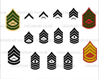 USMC Marine Corps Rank Insignia Chevrons, All Colors, Digital Vector SVG, png, dxf, ai, eps