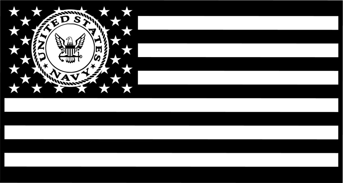 US Flag With Navy Emblem United States Outline Flag Vector - Etsy