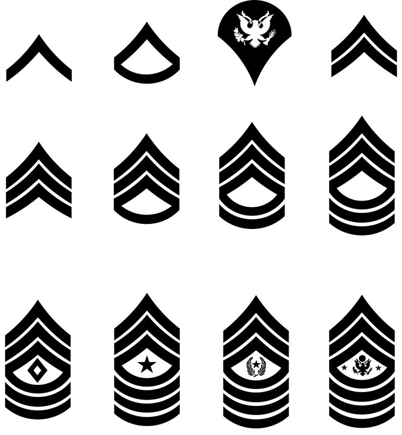 United States US Army Rank Insignia Chevrons, All Colors, Digital Vector SVG, png, dxf, ai, eps image 2