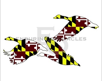 Gås Marylands flagga siluett / profil vektor clipart vektorfilpaket, SVG, png, ai, dxf, eps, pdf Gäss, MD
