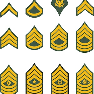 United States US Army Rank Insignia Chevrons, All Colors, Digital Vector SVG, png, dxf, ai, eps