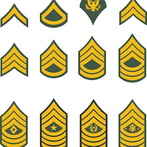 United States US Army Rank Insignia Chevrons, All Colors, Digital Vector SVG, png, dxf, ai, eps image 1