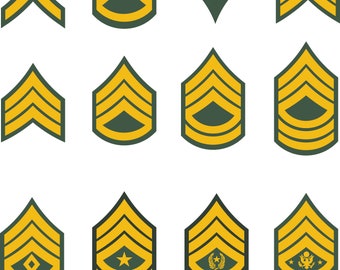 United States US Army Rank Insignia Chevrons, All Colors, Digital Vector SVG, png, dxf, ai, eps
