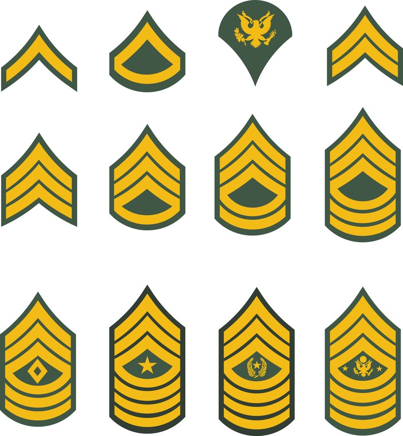 United States US Army Rank Insignia Chevrons, All Colors, Digital Vector SVG, png, dxf, ai, eps image 1