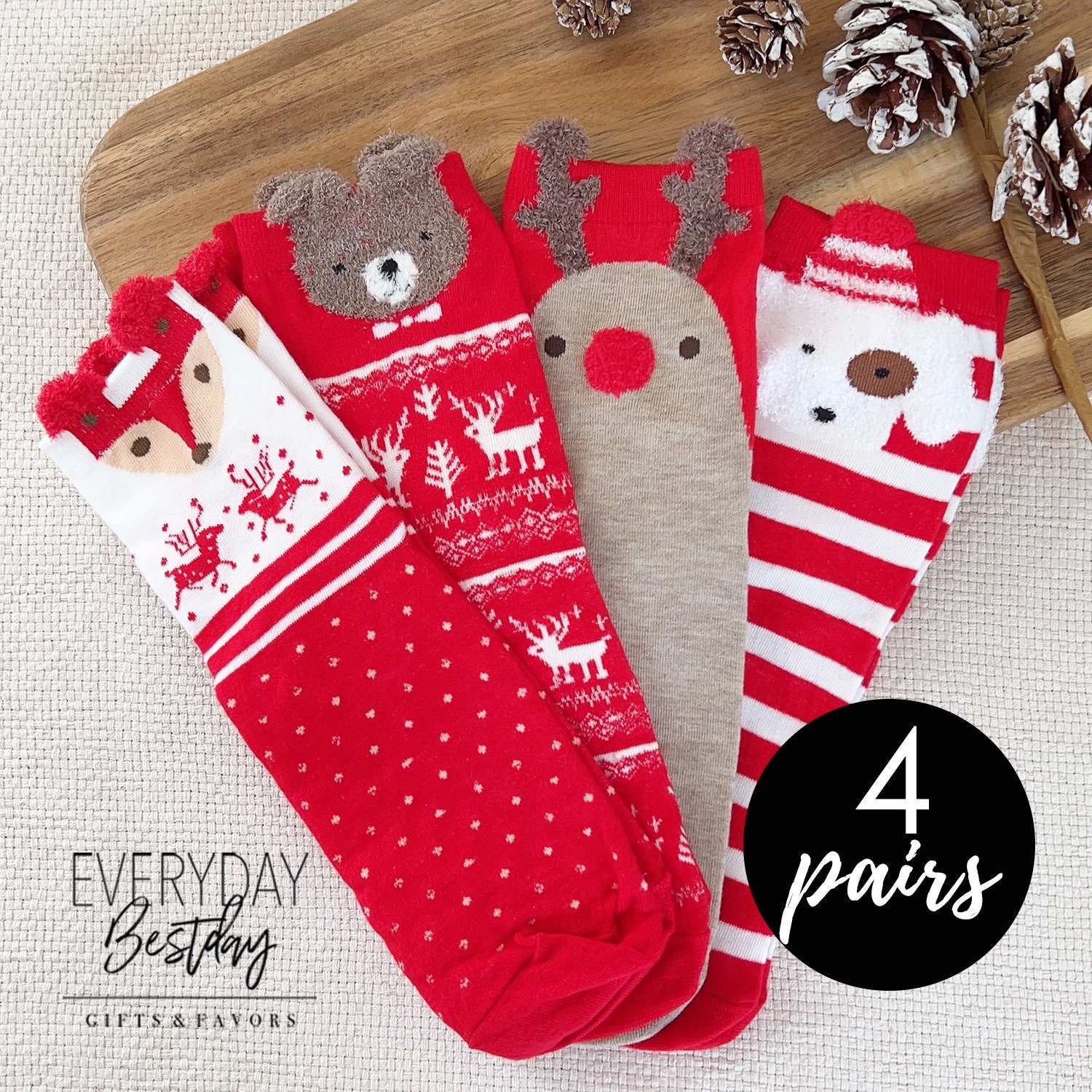 thumbnail image 2 of Red Striped Socks Red And White Striped Thigh-High Knee Sock - Perfect For Christmas, Parties, - Knitted Warm Cotton Spandex Stockings For Ladies White Stockings 2 of 11