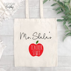 Personalized Teacher Stuff Tote Bag,Teacher Appreciation Gift,Custom Gift for Teacher,Teacher Stuff Tote Bag,Gift for Teacher,Thank You Gift