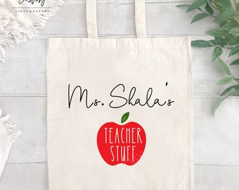 Personalized Teacher Stuff Tote Bag,Teacher Appreciation Gift,Custom Gift for Teacher,Teacher Stuff Tote Bag,Gift for Teacher,Thank You Gift