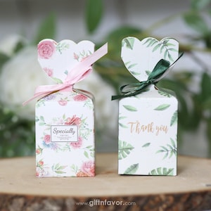 50 boîtes de cadeaux, boîtes de faveurs de mariage verdure, boîtes de faveurs de mariage florales, mini boîtes de bonbons, boîtes de faveurs de mariage, boîtes de faveurs de douche nuptiale