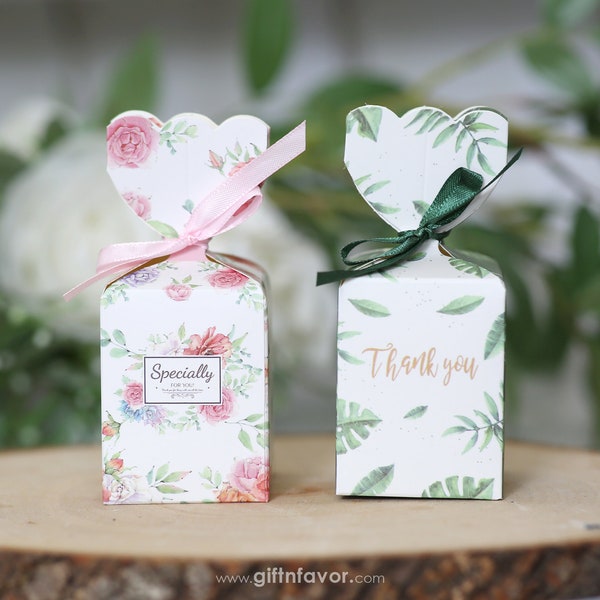 50 Favor Boxes,Greenery Wedding Favor Boxes,Floral Wedding Favor Boxes,Mini Candy Boxes,Wedding Favor Boxes,Bridal Shower Favor Boxes