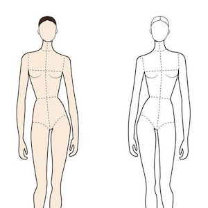 Fashion Design Template, Body Croquis Template Female, Fashion Figure  Templates, Drawing Template for Clothing Designers, Sample Body Png 