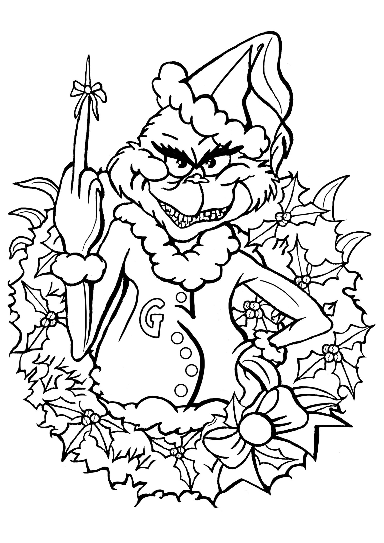 Grinch ADULT Printable Coloring Page Etsy Canada