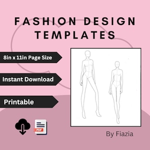 FASHION DESIGN CROQUIS, Fashion template, Woman's Silhouette, Clothing Sketch, Womenswear Design Illustration, Fashion Sketch Template