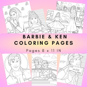 BARBIE & KEN Coloring Pages- Kids Coloring Book - Adult Coloring Book - Printable and Digital- Fashion Drawing - Art Supplies - Design Tools