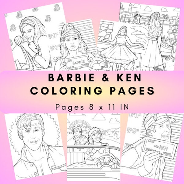 BARBIE & KEN Coloring Pages- Kids Coloring Book - Adult Coloring Book - Printable and Digital- Fashion Drawing - Art Supplies - Design Tools