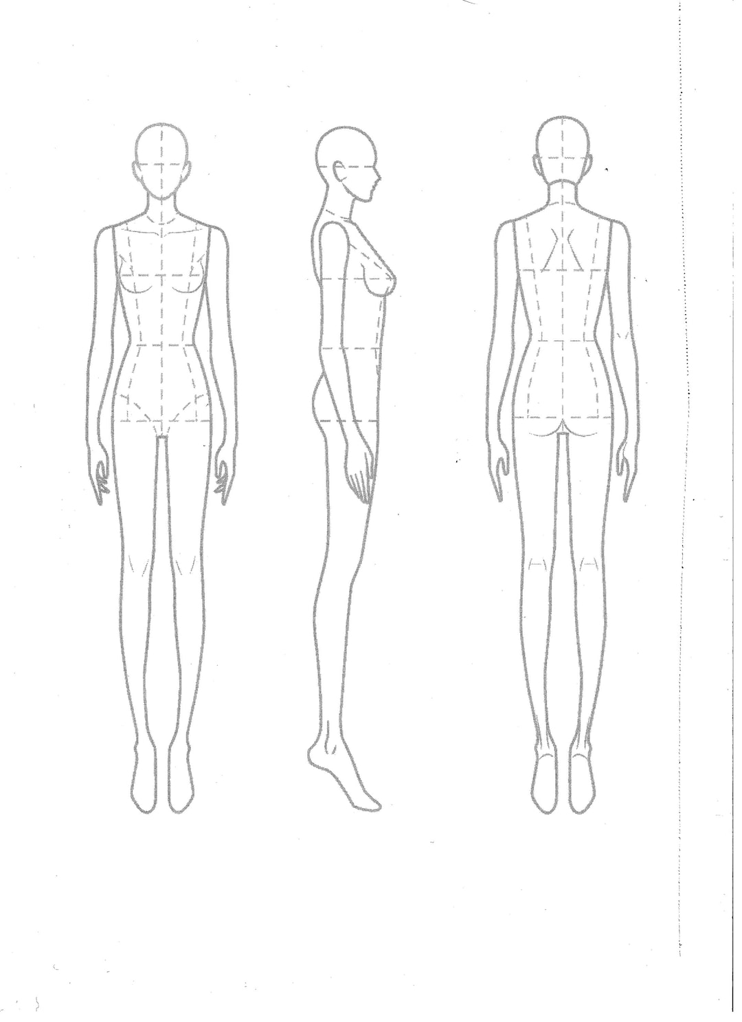 FASHION DESIGN CROQUIS Fashion Template Woman's Silhouette Clothing