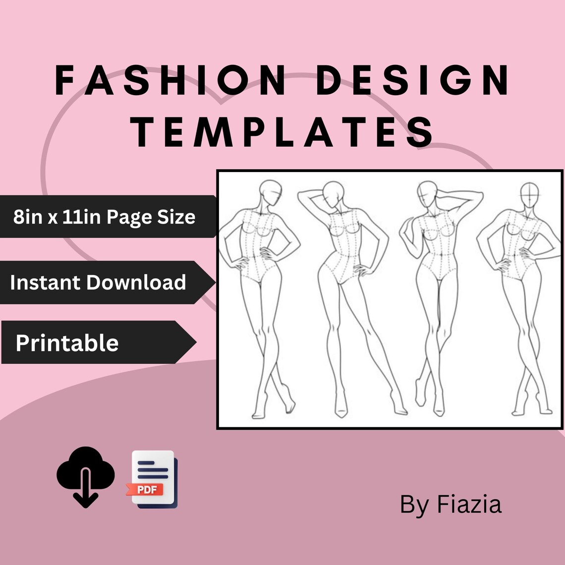 FASHION DESIGN CROQUIS, Fashion Template, Woman's Silhouette, Clothing