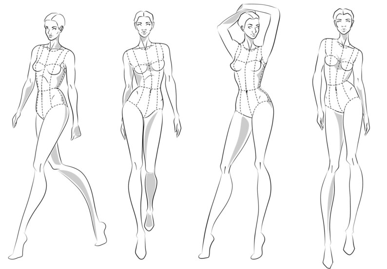 FASHION DESIGN CROQUIS, Fashion Template, Woman's Silhouette, Clothing ...