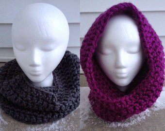 PDF Pattern Colette Chunky Cowl - Quick, Easy, Simple Beginner Crochet - Written Pattern - Winter Scarf, Neck Warmer, Hooded Infinity Scarf