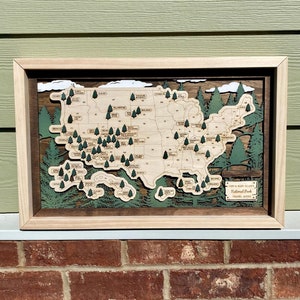 Personalized National Park Travel Map | Wood US Travel Map | Road Trip Tracker | Outdoor Adventure Decor |  Personalized Gift | Travel