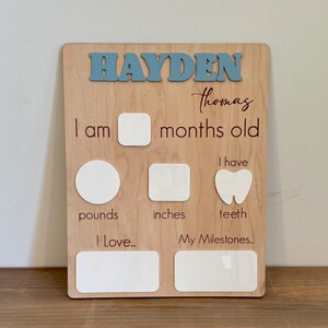 Baby Milestone Board | Dry Erase Milestone Sign | Personalized Monthly Milestone Board | Baby Photo Prop